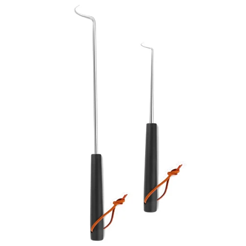 Joyfair Pigtail Food Flipper Set of 2, Joyfair Stainless Steel Meat Hook & Turner Grill Tools for Outdoor BBQ Grilling & Kitchen Frying, Right Handed, Great Replacement to Tongs (12” & 17”, Plastic Handles)