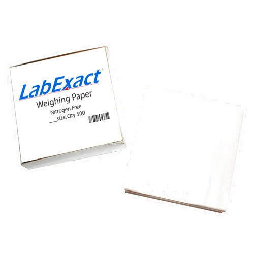 LabExact 1200159 W44 Cellulose Weighing Paper Sheet, Nitrogen Free, Non-Absorbing, High-Gloss, 4 x 4 Inches (Pack of 500)