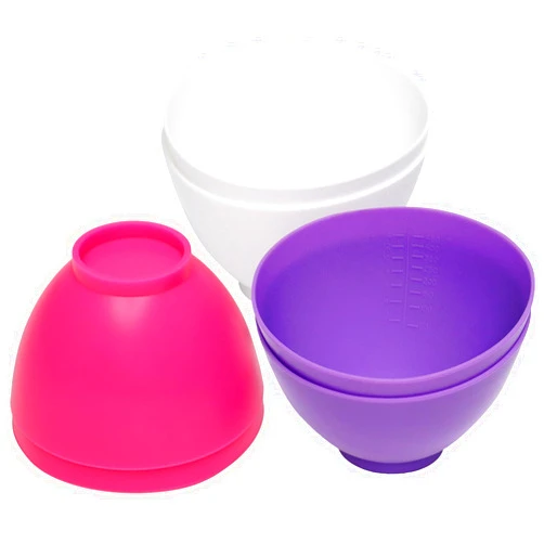 Goalfly 6 Pcs Silicone Mixing Bowls, 0.49 QT Reusable Silicone Bowl, Silicone Bowls for Melting Chocolate, Silicone Pinch Bowls for Sauce, White, Pink, Purple (4.9 x 4.9 x 3.3 Inch)