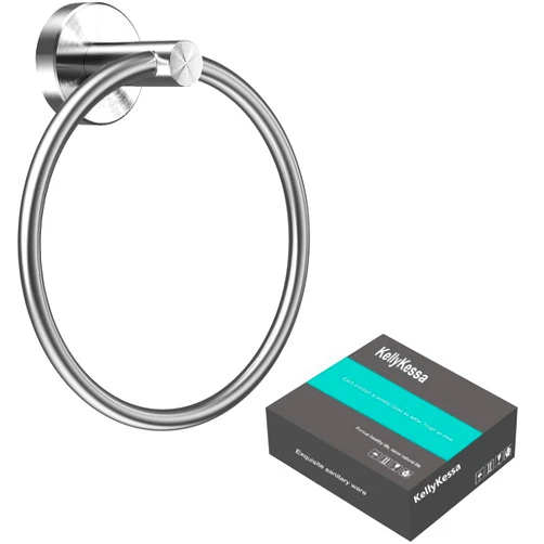 KellyKessa Brushed Nickel Towel Ring - Hand Towel Holder for Bathroom Solid SUS304 Stainless Steel, Kitchen Bath Towel Holder Hangers Heavy Duty Storage Round Wall Mount