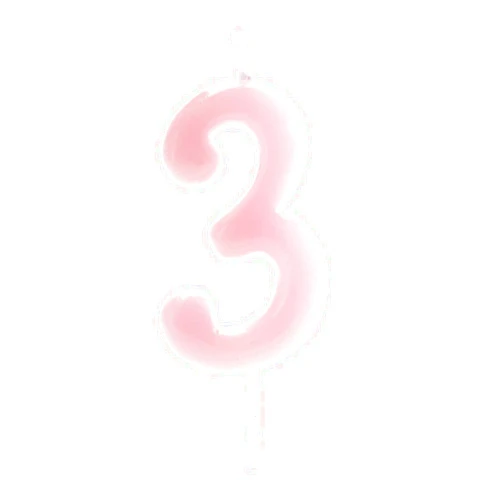 Dekora Original Birthday Candles Numbers in Pink - Candle 3 Birthday Girl - Birthday Candle 3 Years