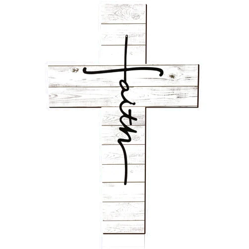 Jetec Faith Cross Wood Wall Art Wood Wall Hanging Cross Rustic Cross Wall Decor Vintage Cross Wall Art Religious Faith Cross Wall Decor Farmhouse Home Hanging Decor, 12 x 8 Inch