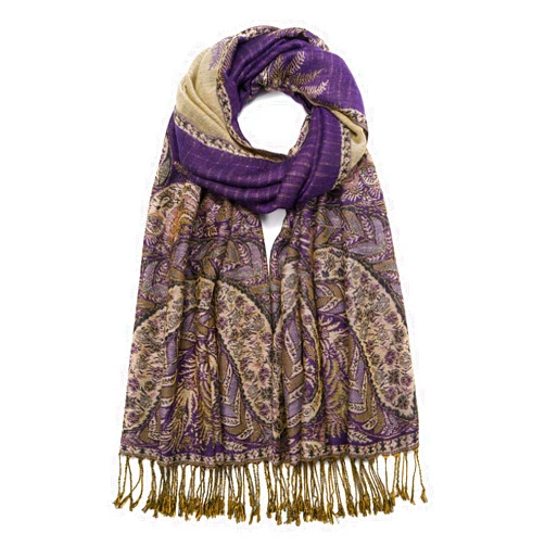 QIUTIMIY Paisley Pashmina Shawl Wrap Women Reversible Vintage Jacquard Pashmina Rave Scarf with Fringe for Evening, Wedding