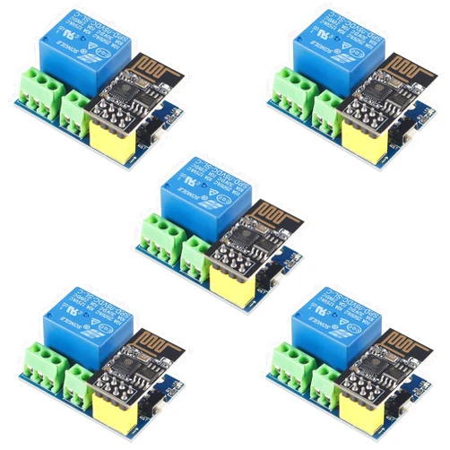 DWEII 5PCS ESP8266 WiFi Relay Module with ESP-01S Relay Adapter Module for Smart Home Appliance Connect Fan Illuminator Smart Switch Phone APP Remote Control Switch Wireless Transceiver