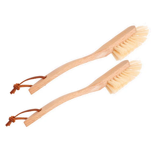 Redecker Dish Brush Set, Tampico Fiber, Curved Handle, 2 Pack – Wrap-Around Design for Everyday Cleaning, Made in Germany
