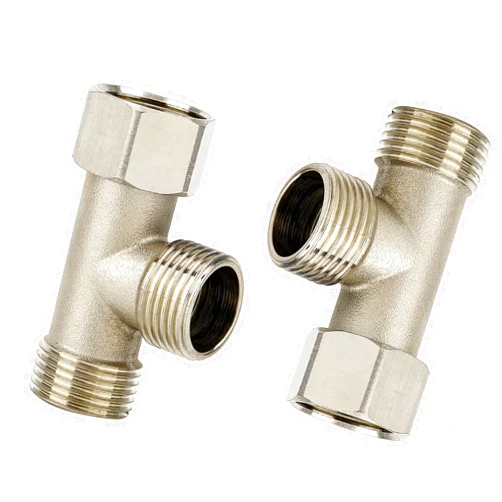 LUEXBOX 2Pack G3/8” Water Line Adapter Splitter Tee Valve, 3 Way Fridge Ice Maker Dishwasher Toilet Supply Line Connector Diverter Valve, Shower Hose Adapter, Brass Shower Arm Water Line Splitter