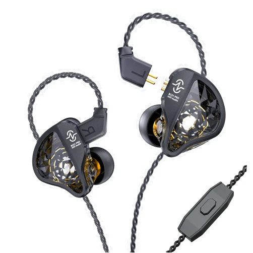 YINYOO CCZ BC01 Pro in ear Monitors, 1BA 1DD Hybrid Driver iems for Gaming Singers, Professional Stage Level iem Earphones with HIFI Balanced Sound Patented Eartips Earfins Detachable Cable (Black with mic)