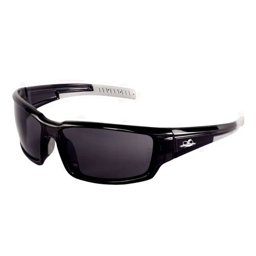 Bullhead Safety Eyewear Bullhead Safety Maki Safety Glasses with Anti-Fog Smoke Lens, Polycarbonate Protective Eyewear with UV Protection, Comfortable and Lightweight, Crystal Black Frame, One Size