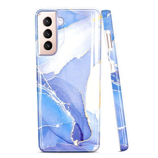 JIAXIUFEN Galaxy S22 Case Gold Sparkle Glitter Marble Slim Shockproof TPU Soft Rubber Silicone Cover Phone Case for Samsung Galaxy S22 5G 6.1 inch Light Blue