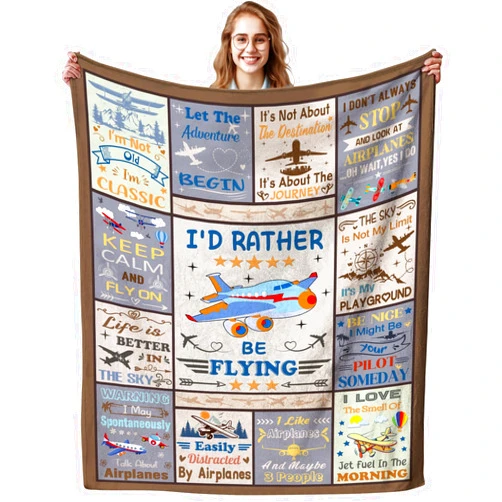 Esconal Airplane Blanket for Kids Toddler Plush Pilot Aircraft Throw Blankets Aviation Adventure Lovers Gifts Airplanes Gifts for Boys Pilots Men Adults Bedding Sofa Living Room 50
