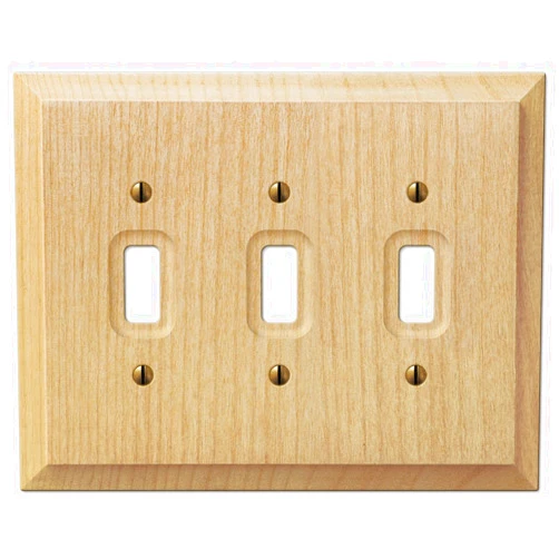 Amerelle Baker Triple Toggle Unfinished Wood Wallplate