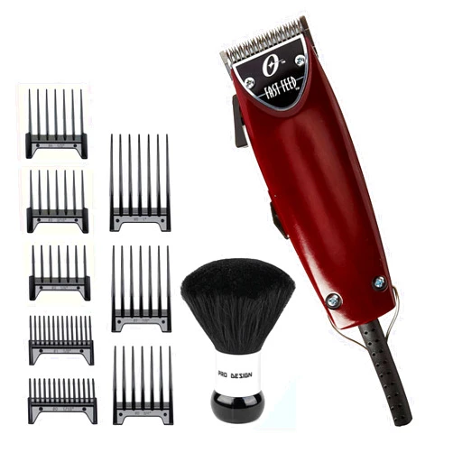 Oster Fast Feed Adjustable Pivot Motor Clipper 76023-510 with 8 Piece Guide Comb Set and Neck Duster
