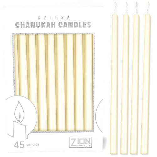 Zion Judaica Ltd Zion Judaica Hanukkah Candle Set of 45 Cream White 5.25