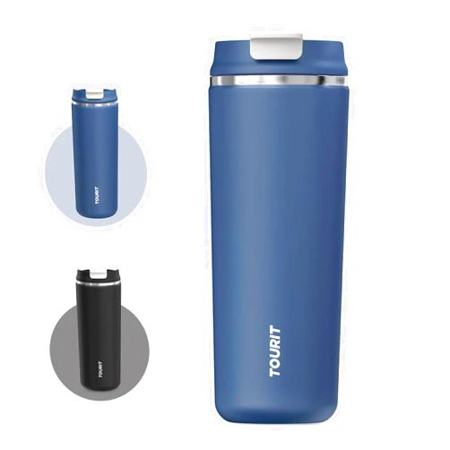 TOURIT 16 oz Insulated Stainless Steel Travel Mug with Lid, Leak-Proof Double-Wall Vacuum Tumbler, Reusable Coffee Cup - Blue Ashes