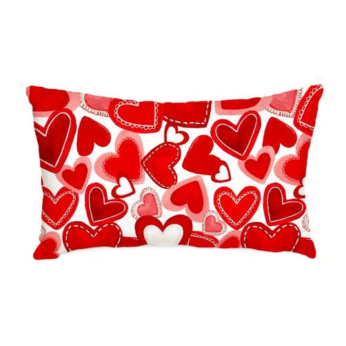 AACORS Valentines Pillow Covers 12x20 Inch Red Hearts Decorative Pillow Case Wedding Decorations for Home Sofa Couch Valentines Gift AA656-12