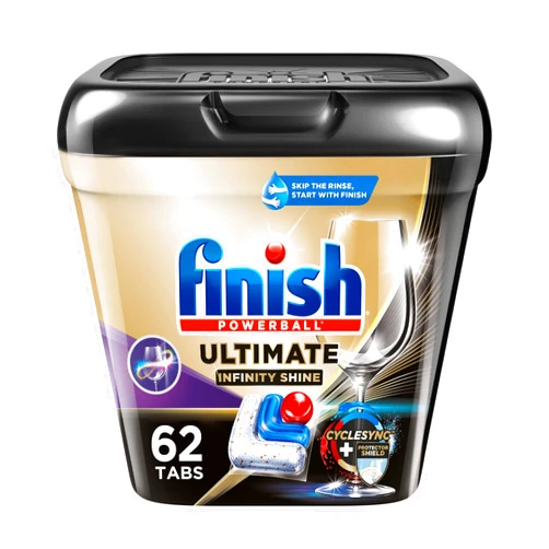 Finish Ultimate Plus Infinity Shine - 62 Count - Dishwasher Detergent - With Protector Shield and CycleSync™ Technology - Dishwashing Tablets - Dish Tabs