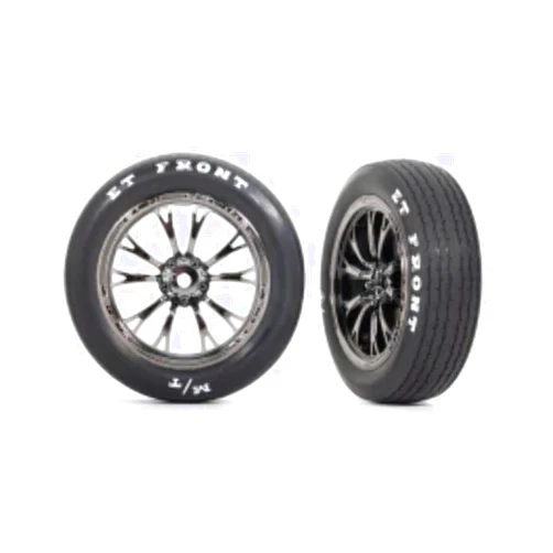 Traxxas 9474X Tires & Wheels, Assembled, Glued (Weld Black Chrome Wheels, Tires, Foam Inserts) (Front) (2)