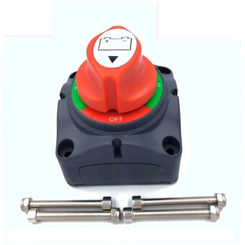 IRYNA Dual1-2-Both-Off Boat Battery Disconnect Switch,12V-60V Battery Cut/Shut Off Switch for Marine Car RV ATV UTV Vehicles,Waterproof Master Heavy Duty Battery Isolator Selector Switch Kit,200/1250Amps