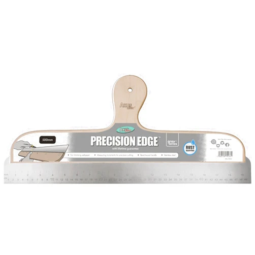 Axus Décor Axus Decor Precision Edge 500mm (Grey Series) - Multipurpose Tool with Measuring Increment & Cutting Blade - Wallpaper Cutting Tool with Stainless Steel Blade & Beechwood Handle, Grey
