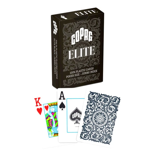 Copag Elite 100% Plastic Playing Cards, Poker Size (Standard) Jumbo Index Single Deck (Black)