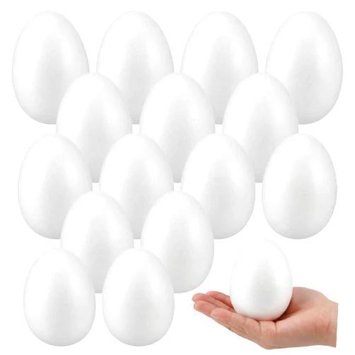Zonon 15 Pcs Easter Foam Eggs for Crafts DIY 3.15 x 2.17 Inch White Polystyrene Foam Eggs for Easter Craft Home Table Centerpieces Decorations