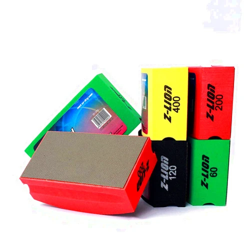 Z-lion Electroplated Diamond Polishing Hand Pads Arc Shape Back for Glass Stone Granite-Set of 4 Pcs