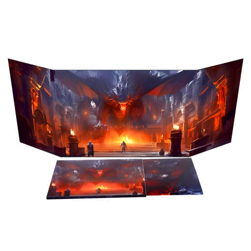 CZYY DM Screen 4-Panel Cardboard Game Master Screen with Erasable & Clear Pockets, Dungeon Artwork Game Master Shield Tool for Dungeon Master and RPG Player (Style A)
