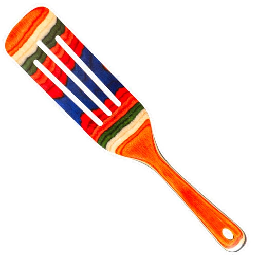 Totally Bamboo Baltique Marrakesh 13 Inch Wooden Slotted Spurtle Spatula – Colorful Layered Birch Cooking Utensil for Stirring, Mixing & Serving