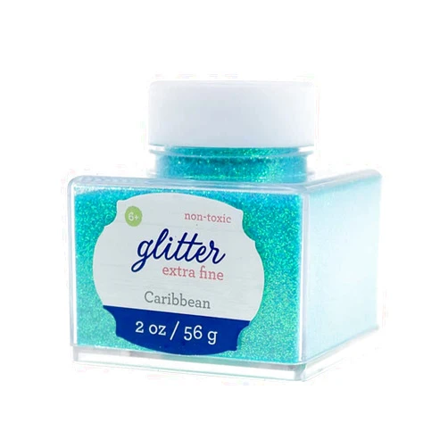 Sulyn Extra Fine Caribbean Glitter Stacker Jar, 2 ounces, Non-Toxic, Stackable and Reusable Jar, Blue Green Glitter, SUL51827