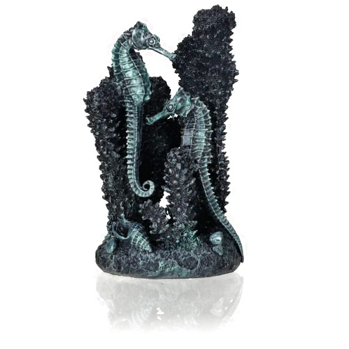 biOrb Small Seahorse Sculpture, Ceramic Resin Centerpiece for Freshwater and Marine Aquariums, Black
