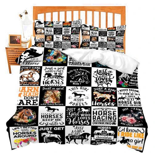 UIAMT Horse Bedding Set Twin Queen King Full Size Farm Animal Comforter Set for Lover Kids Teens Boys Girls Man Women Bedroom Decor Western Cozy Quilt Bedspread Cowboy Bed Duvet Cover Gifts 104