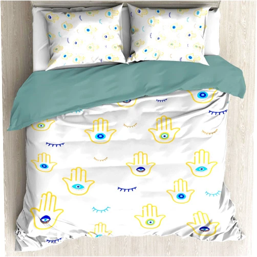 Todeyya Evil Eye 3 Pieces Duvet Cover (Queen Size) with 2 Pillow Shams, Microfiber Lightweight 3pcs Comforter Cover Set Coverlet, with Zipper Closure Corner Bedding All Season