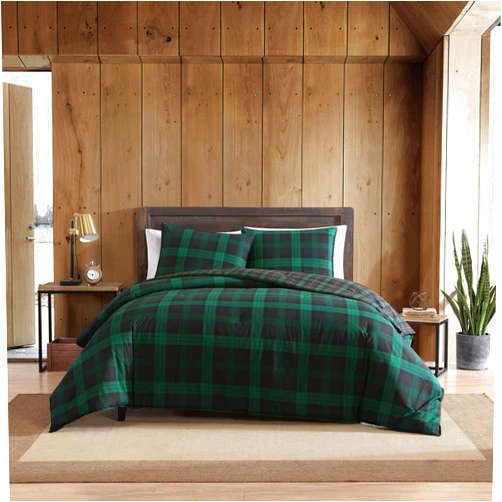 Eddie Bauer - Twin Duvet Cover Set, Reversible Cotton Bedding with Matching Sham, Plaid Home Decor with Button Closure (Woodland Tartan Green, Twin)