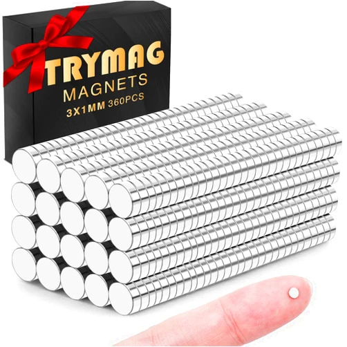 TRYMAG Tiny Magnets, 360Pcs Small Rare Earth Magnets for Whiteboard,3x1mm Mini Round Magnets Neodymium Magnets for Fridge, Office, Crafts, DIY, Science