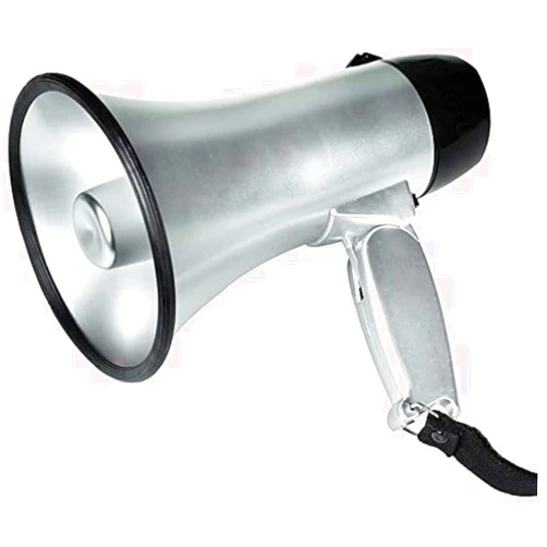 MyMealivos Portable Megaphone Bullhorn 20 Watt Power Megaphone Speaker Voice and Siren/Alarm Modes with Volume Control and Strap (Silver)…