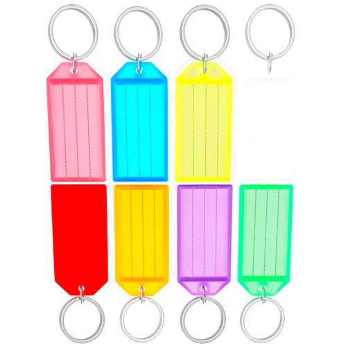 Uniclife 20 Pack Tough Plastic Key Tags with Split Ring Label Window, Assorted Colors