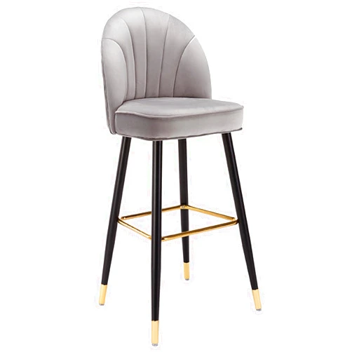 AkosOL Upholstered Bar Chair with Back, Counter Height Bar Stools, Modern PU Leather Kitchen Island Barstools with Metal Legs for Dining Room Kitchen Counter Pub (Color : Gray velvet, Size : 65cm) (Gray Vel