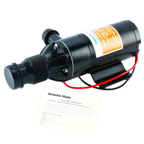 Amarine Made Macerator Waste Water Pump 12V 12 GPM New Anti-Clog Feature for RV Marine Trailer Toilet Sewer Self Priming