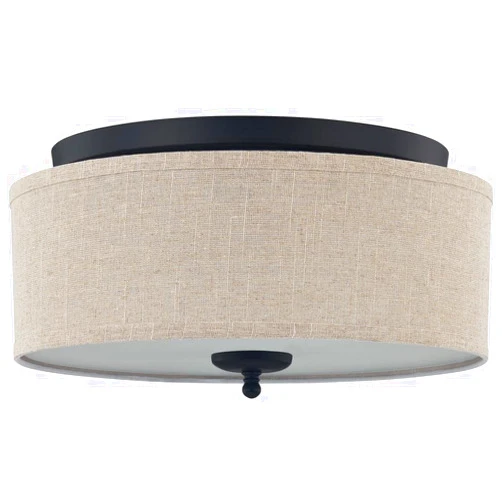 Quoizel BLA1616MBK Blanche Transitional Beige Fabric Medium Flush Mount Ceiling Light, 3-Light 180 Total Watts, 8