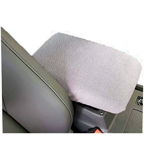 Car Console Covers Plus Made in USA Fleece Auto Armrest Center Console Cover Designed for Volvo XC40 2019-2022, 2023, 2024 Light Gray