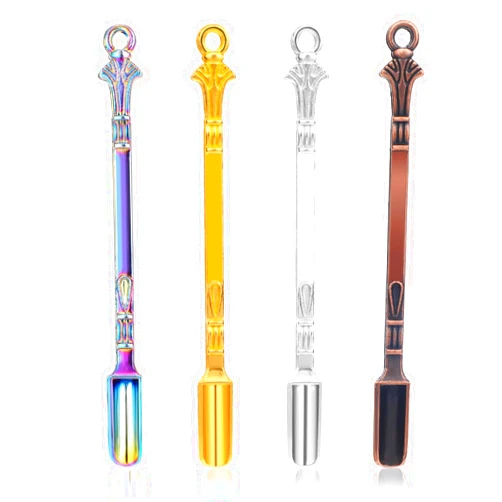 AHQiZFX 4Pcs Mini Spoon Mini Shovel Mini Dry Herbs Powder Scoop Metal Medicine Spoon Shovel Small Spoons for Spice Jars Small Salt Spoon Pendant Necklace Ring Spoon (Multicolor)
