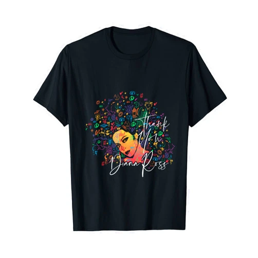Control Industry Diana Ross Cascade T-Shirt - Unisex Adult, Black, Small