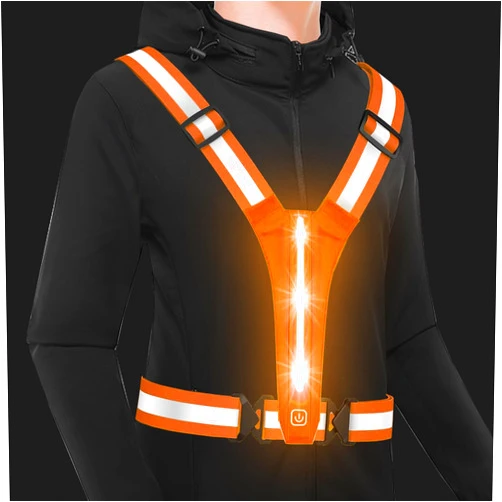 Todoxi Led Reflective Vest Safety Gear, Rechargeable Light Up Running Vest High Visibility at Night Adjustable Vest for Runners Riders Walkers Men Women