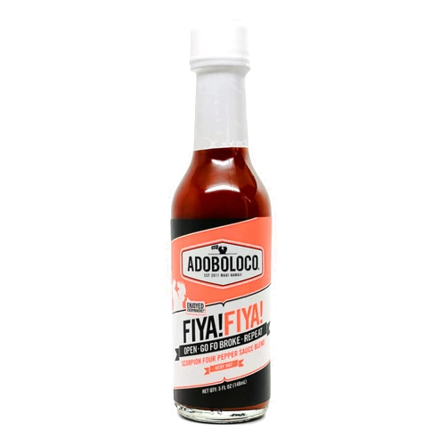 Adoboloco Hot Sauce FIYA! FIYA! 5oz Sauce Extremely Hot Super Tasty Fiery Chili Pepper Sauce Blend