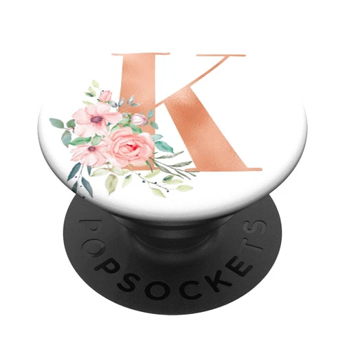 Castlepop Rose Blush Floral Monogram Letter K Pretty Pink Flowers PopSockets PopGrip: Swappable Grip for Phones & Tablets