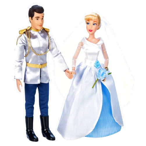 Disney Store Official Princess Wedding Doll Set (Cinderella & Prince Charming) Princess Toys with Molded Details, Deluxe Wedding Costumes, Scenic Display Packaging and Accessories - Set of 2