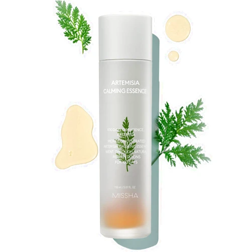 MISSHA Artemisia Calming Essence 5.07 Fl oz / 150ml - 100% Artemisia Annua Extract Facial Toner for Sensitive Skin, Korean Toner with Double-Fermented Mugwort, Soothes Redness & Acne