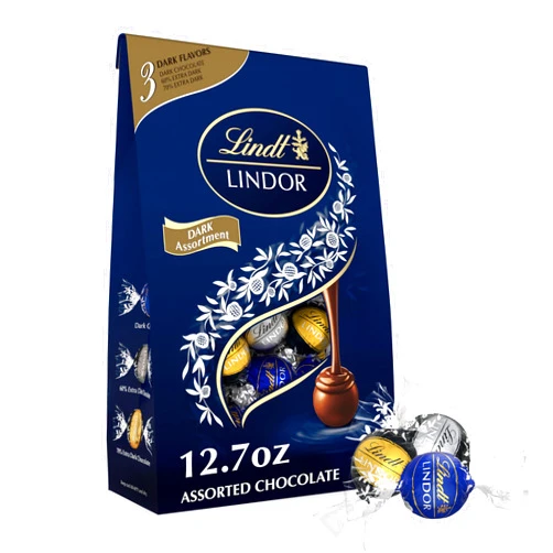 Lindt LINDOR Assorted Dark Chocolate Candy Truffles, 12.7 oz. Bag