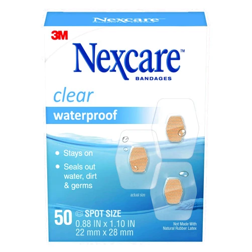 Nexcare Waterproof Clear Bandages, Covers And Protects, 360 Degree Seal Around The Pad Offers Protection Against Water, Dirt, And Germs, 0.88 x 1.1 in, 50 Count(Pack of 3)