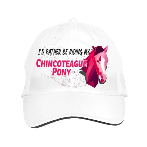 Makoroni - I'd Rather BE Riding My Chincoteague Pony Hat Adjustable Cap, DesC97 White